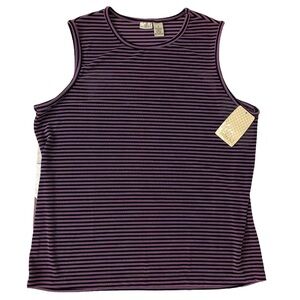 Linden Hill XL Black And Purple Striped tunic tank top NWT